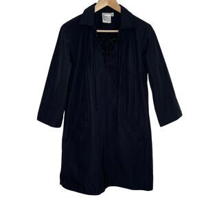 Finley Womens Dani Dress Medium Black 3/4 Sleeve Pockets Lace Up Minimalist